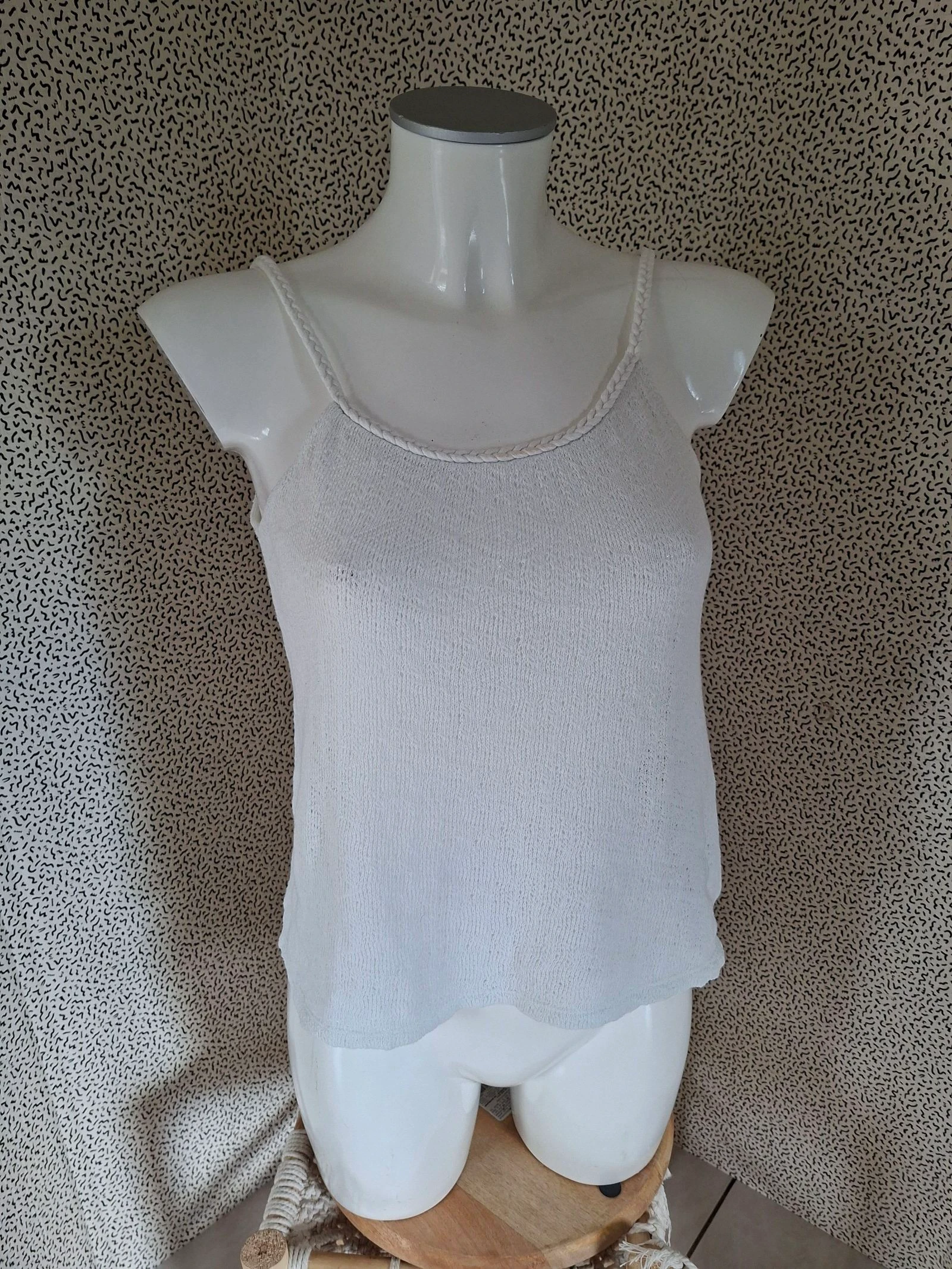 Débardeur BONOBO femme S blanc maille 100% coton bretelles fines léger été